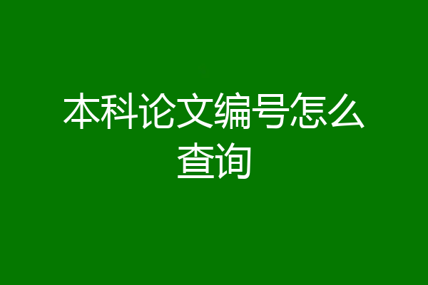 本科论文编号怎么查询