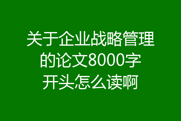 关于企业战略管理的论文8000字开头怎么读啊