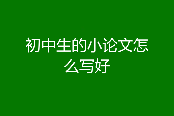 初中生的小论文怎么写好
