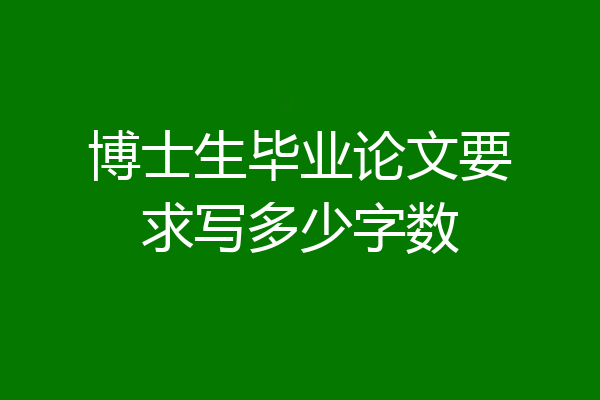 博士生毕业论文要求写多少字数