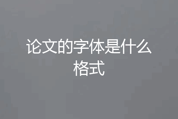 论文的字体是什么格式