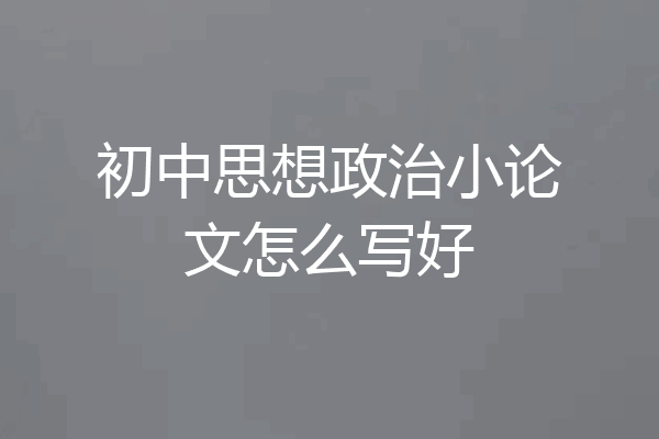 初中思想政治小论文怎么写好