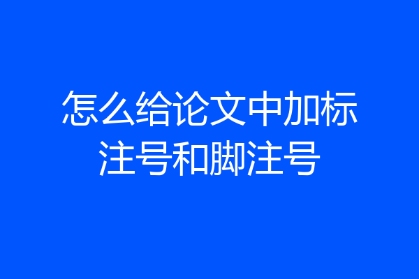 怎么给论文中加标注号和脚注号