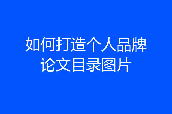 如何打造个人品牌论文目录图片