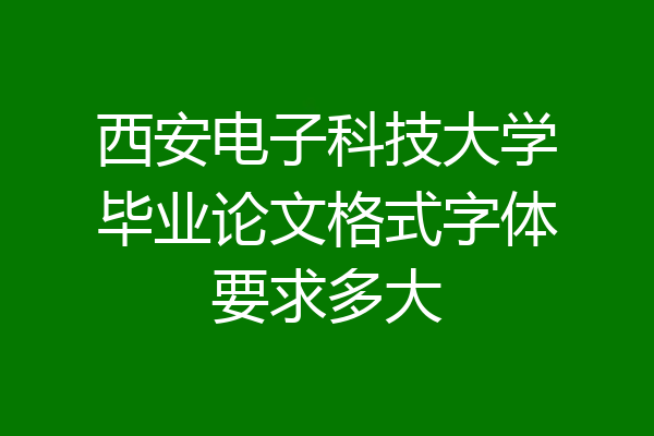 西安电子科技大学毕业论文格式字体要求多大