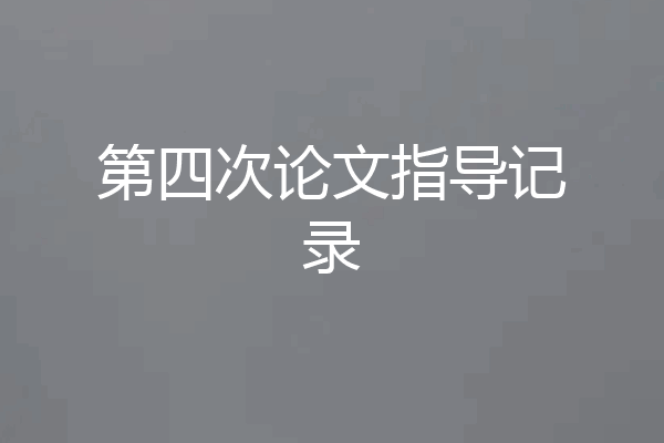 第四次论文指导记录