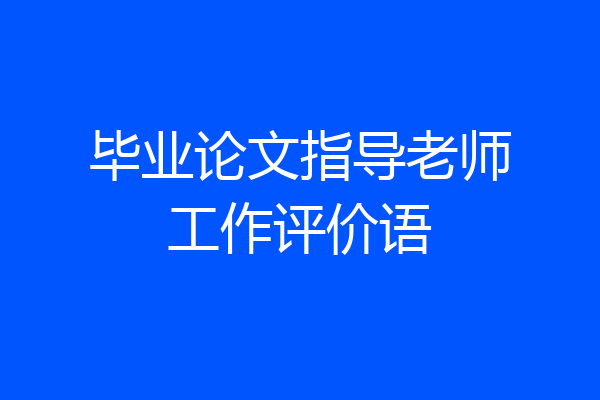 毕业论文指导老师工作评价语