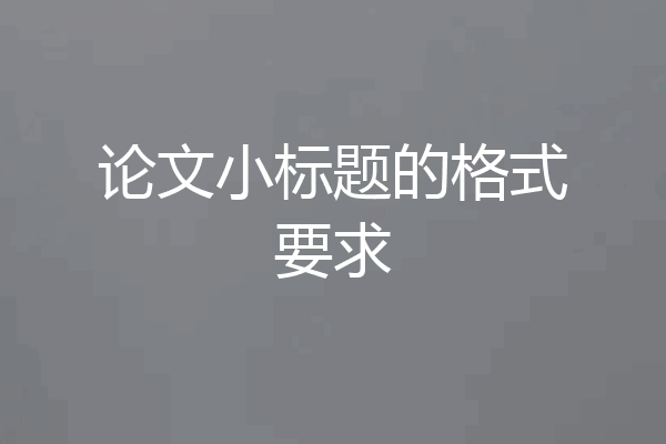 论文小标题的格式要求