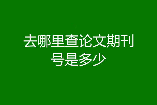 去哪里查论文期刊号是多少