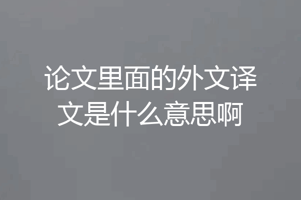 论文里面的外文译文是什么意思啊