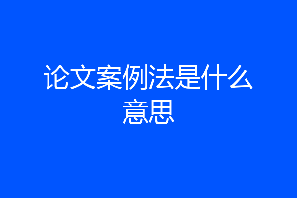 论文案例法是什么意思