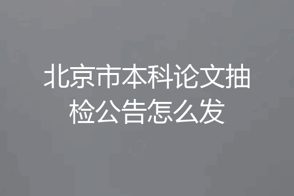 北京市本科论文抽检公告怎么发