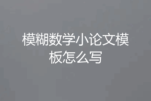 模糊数学小论文模板怎么写