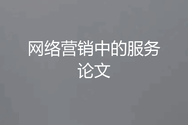 网络营销中的服务论文