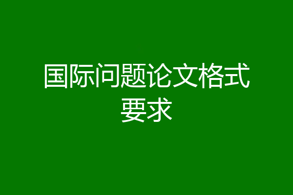 国际问题论文格式要求