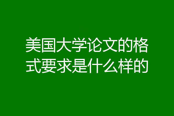 美国大学论文的格式要求是什么样的