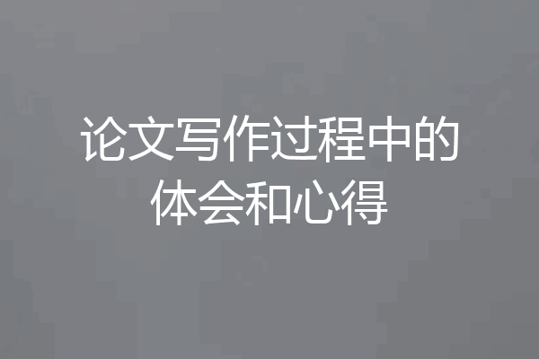 论文写作过程中的体会和心得