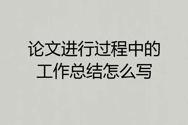 论文进行过程中的工作总结怎么写