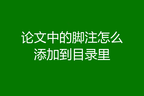 论文中的脚注怎么添加到目录里