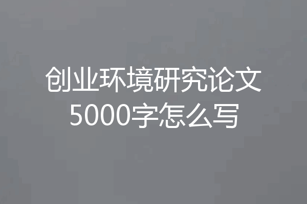 创业环境研究论文5000字怎么写