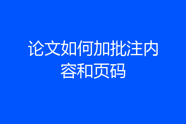 论文如何加批注内容和页码