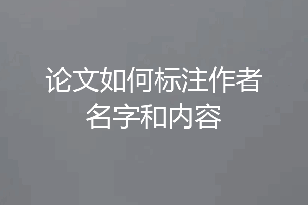 论文如何标注作者名字和内容