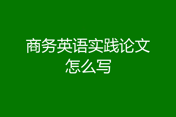商务英语实践论文怎么写