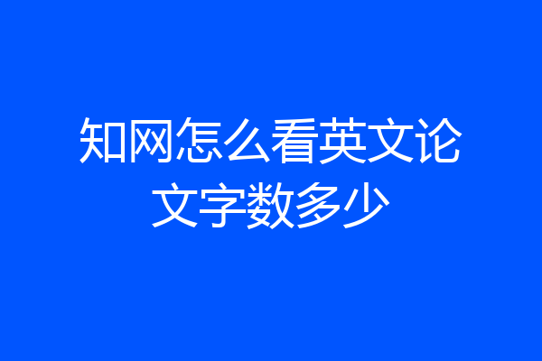 知网怎么看英文论文字数多少