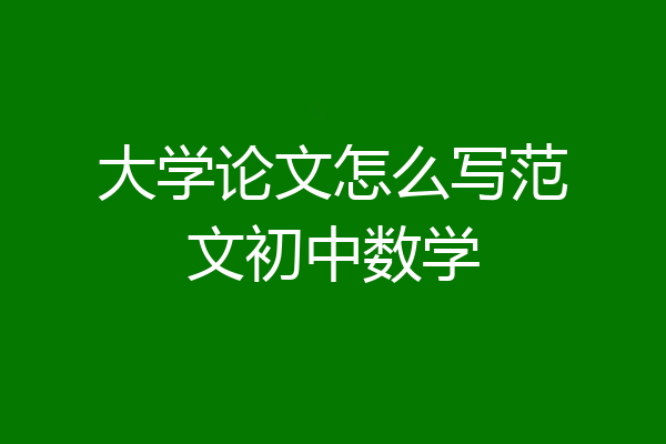 大学论文怎么写范文初中数学