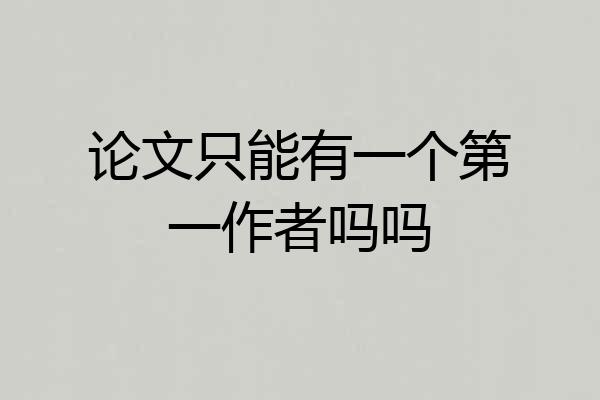 论文只能有一个第一作者吗吗