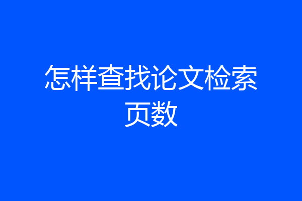 怎样查找论文检索页数