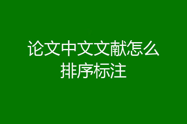 论文中文文献怎么排序标注