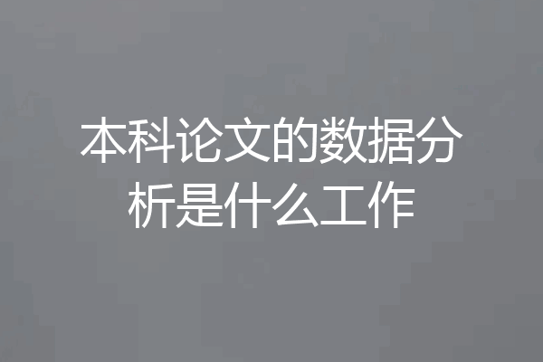 本科论文的数据分析是什么工作
