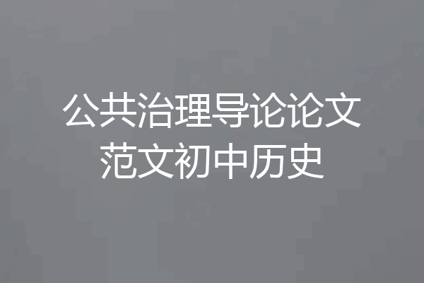 公共治理导论论文范文初中历史