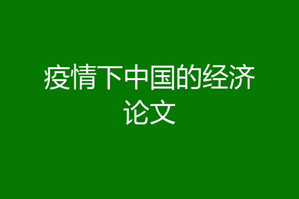 疫情下中国的经济论文