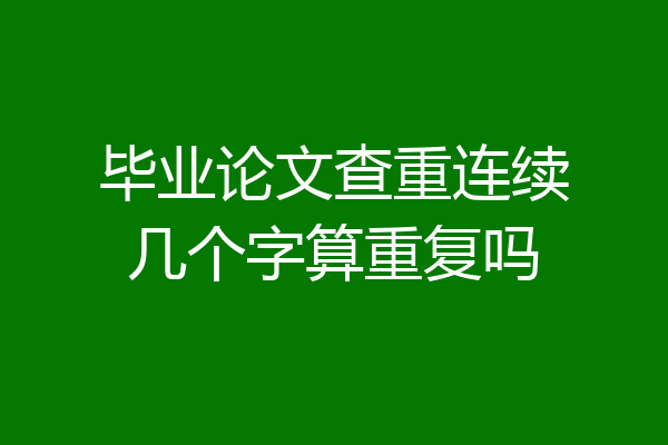 毕业论文查重连续几个字算重复吗