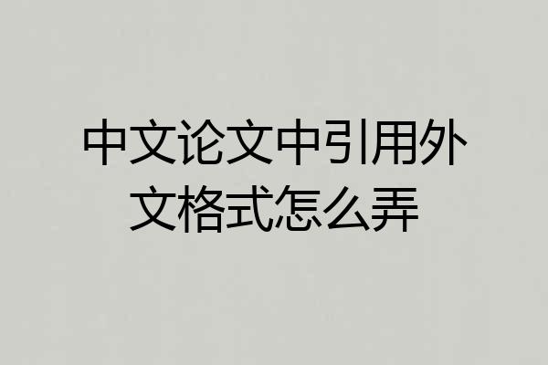 中文论文中引用外文格式怎么弄
