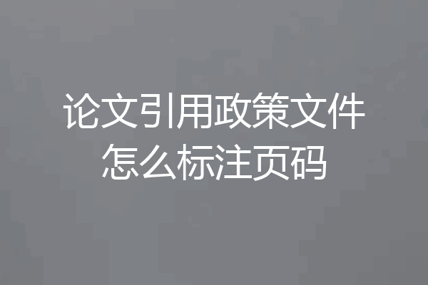 论文引用政策文件怎么标注页码
