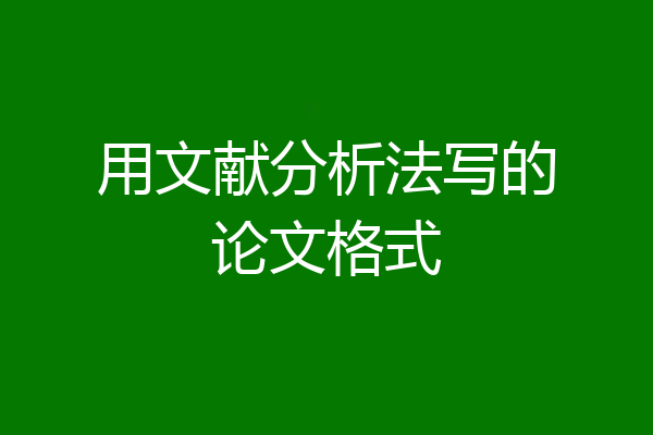 用文献分析法写的论文格式