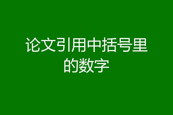 论文引用中括号里的数字