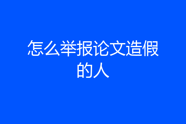怎么举报论文造假的人