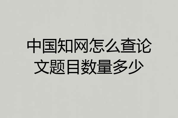 中国知网怎么查论文题目数量多少