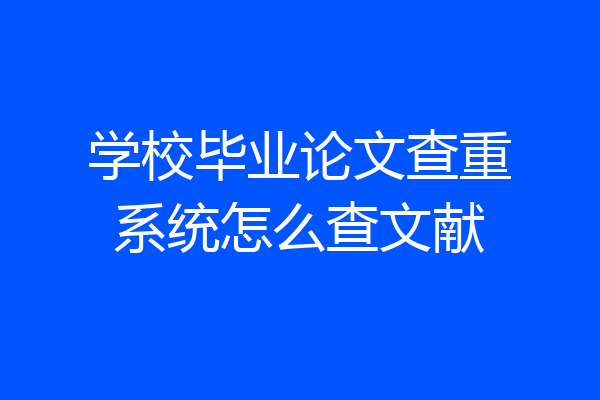 学校毕业论文查重系统怎么查文献
