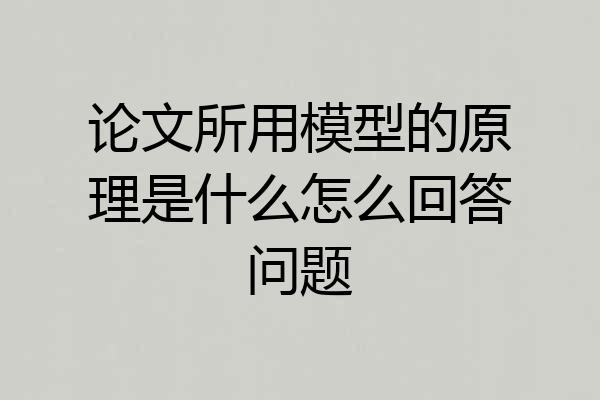 论文所用模型的原理是什么怎么回答问题
