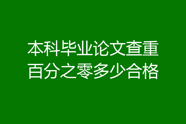 本科毕业论文查重百分之零多少合格