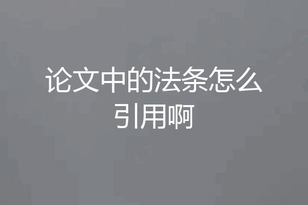 论文中的法条怎么引用啊
