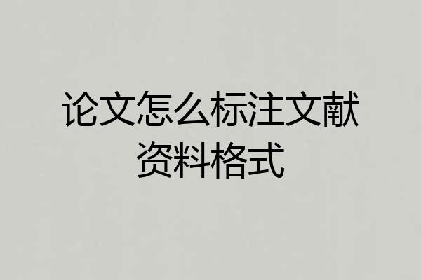 论文怎么标注文献资料格式