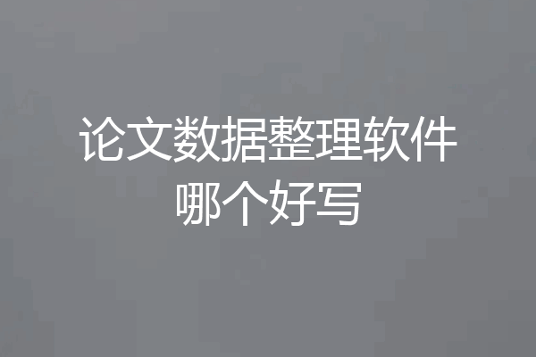 论文数据整理软件哪个好写