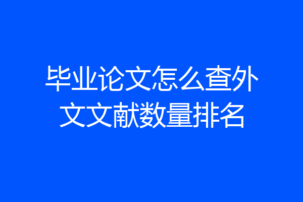 毕业论文怎么查外文文献数量排名