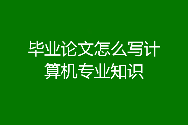 毕业论文怎么写计算机专业知识